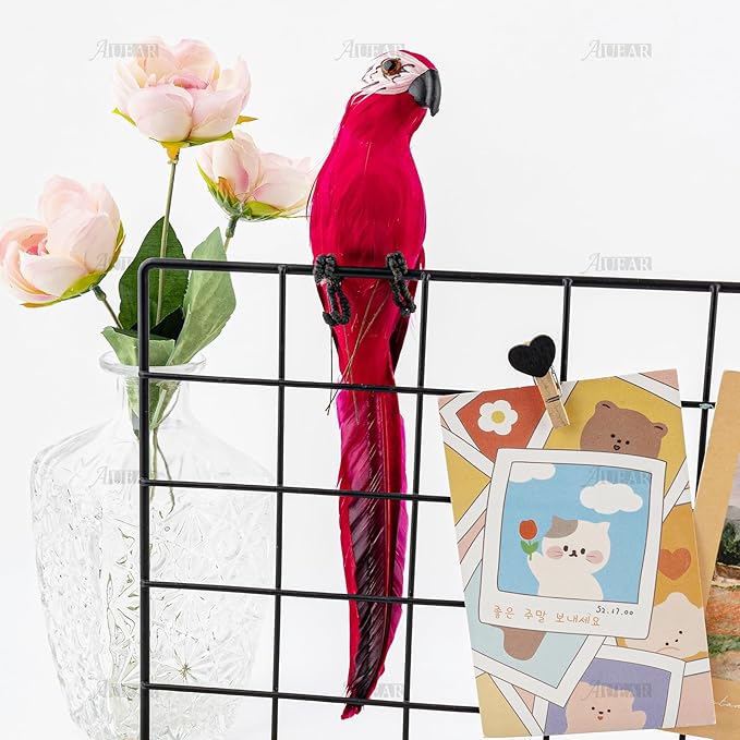 AUEAR, 9.8 Inch Red Artificial Birds Realistic Parrot Decor Model for Decoration Craft