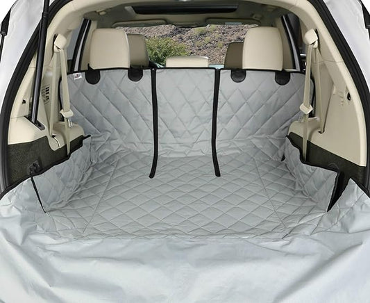 4Knines SUV Cargo Liner for Dogs, Trunk Mat for SUV, Durable Cargo Cover, Protector – Compatible with 60/40 Split Bench & Armrest Pass-Through, Waterproof, Machine Washable, Non-Slip (Large, Grey)