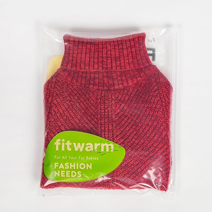 Fitwarm Knitted Turtleneck Dog Sweater, Thermal Dog Winter Clothes for Small Dogs Boy Girl, Holiday Pet Outfit, Heather Dark Red, XS