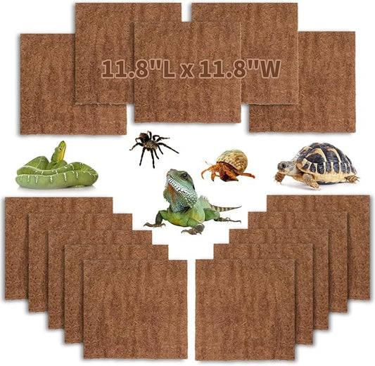 Hamiledyi Reptile Carpet Natural Coconut Fiber Tortoise Carpet Mats for Pet Terrarium Liner Reptile Supplies for Lizard Snake Chameleon Turtle Bedding Bunny Rabbit Mat (15 x Sheets)