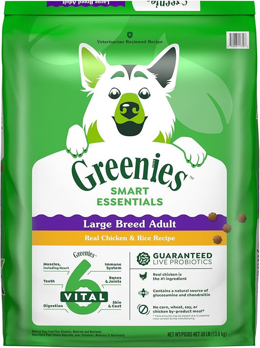 Greenies Smart Essentials Large Breed Adult High Protein Dry Dog Food Real Chicken & Rice Recipe, 30 lb. Bag