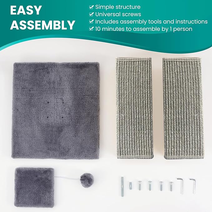 Cat Scratching Post 32 Inch for Indoor Large Cats and Kitten, Nature Sisal Tall Cat Scratch Post, Sisal Cat Scratcher Improve Cat's Scratching Habits and Protect Your Furniture, Dark Grey