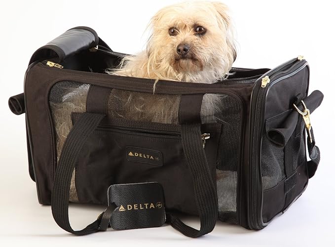 Sherpa Delta Airlines Travel Pet Carrier, Airline Approved & Guaranteed On Board - Black, Medium