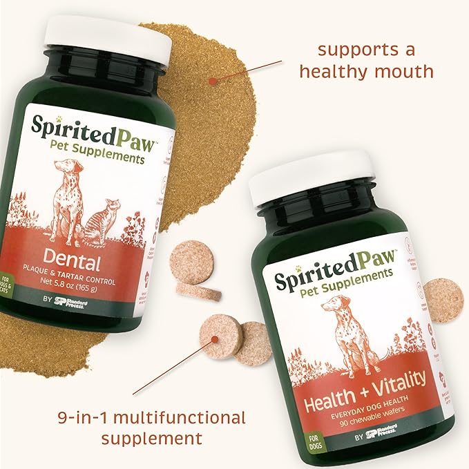 Pet Health Bundle - Dental & Multifunctional Support for Dogs - Teeth Powder & Chewable Wafers for Dental, Immune, Coat, and Liver Health - 165 g Powder & 90 Wafers