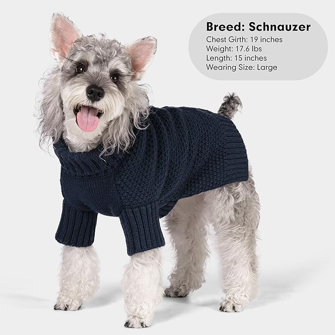 cyeollo 3XL Dog Sweaters for Large Dogs Boy, Stretchable & Cozy Warm Knit Doggy Sweater with Sleeves Turtleneck Fall Winter Cold Weather Big Dog Clothes Like Doberman Labrador, Navy XXXL