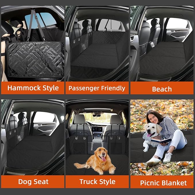 MIROZO Dog Seat Cover,Back Seat Extender for Dogs,600D Heavy Durable Dog Seat Cover Pet seat Cover for Car Pet Backseat Protector,Large Space Travel Bed with 3-Fold Bottom for Full Size SUV Truck