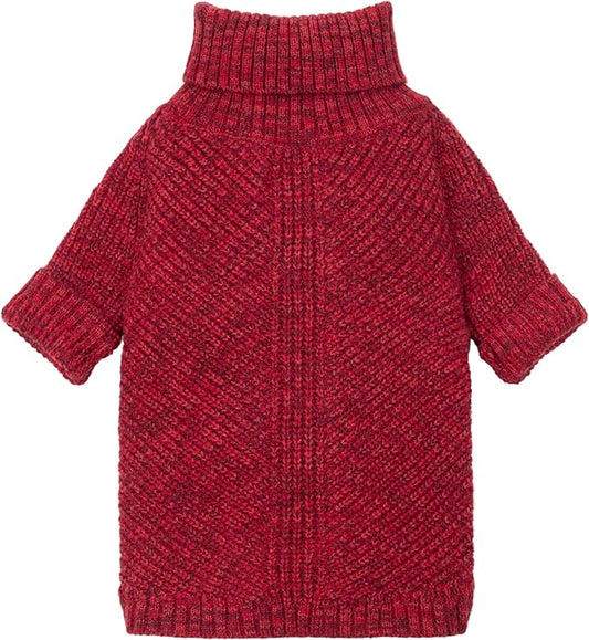 Fitwarm Knitted Turtleneck Dog Sweater, Thermal Dog Winter Clothes for Small Dogs Boy Girl, Holiday Pet Outfit, Heather Dark Red, XXL