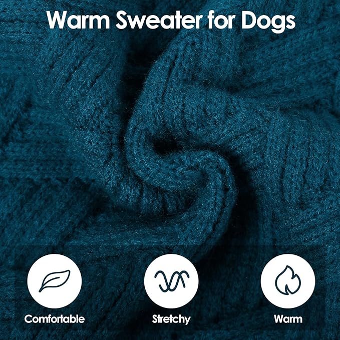 SUNFURA XS Dog Sweater, Small Dog Sweater Doggie Knitted Knitwear for Winter, Cat Pullover Christmas Sweatshirt for Yorkie Chihuahua, Warm Thick Turtleneck Clothes for Puppy, Blue X-Small