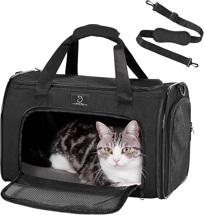A4Pet Pet Carrier Airline Approved, Soft-Sided Carrier for Small Cats and Puppy, 17x11x11 Inches