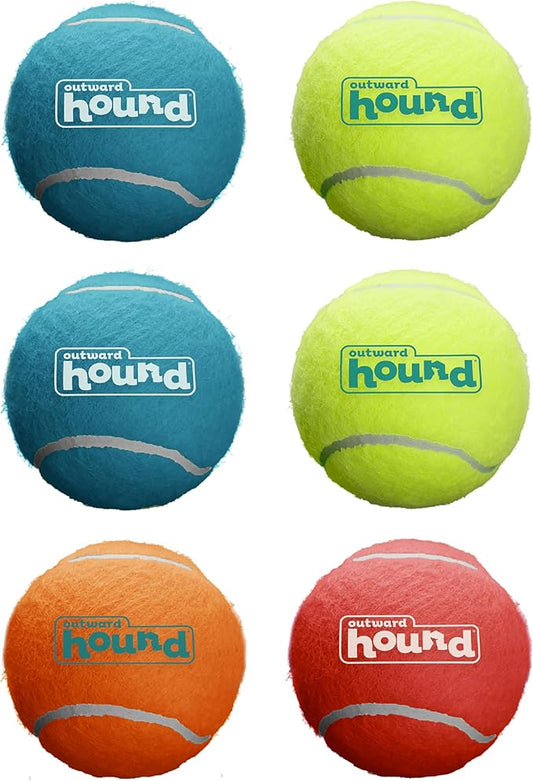 Outward Hound Squeaker Ballz 6-Pack Tennis Ball Dog Toys with Squeaker, Interactive Fetch Play for Pets Under 50 lbs, Training Balls for Indoor & Outdoor Exercise, Medium, 2.5-inch