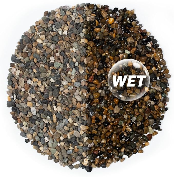 40LB Natural River Rocks, 1/4" Aquarium Gravel, Small Pebbles for Plants, Pea Gravel for Fish Tanks, Decorative Rocks for Gardening, Flower Pots, Vase Fillers, Indoor Fountains (40 LBS)