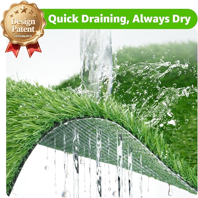 LOOBANI 41x27in Large Dog Litter Box: Dog Grass Pad with Tray with 2×Artificial Grass Pads + 1×Drainage Grate - Quickly Absorbent Portable Patio Potty for Balcony Apartment Indoor Outdoor Use