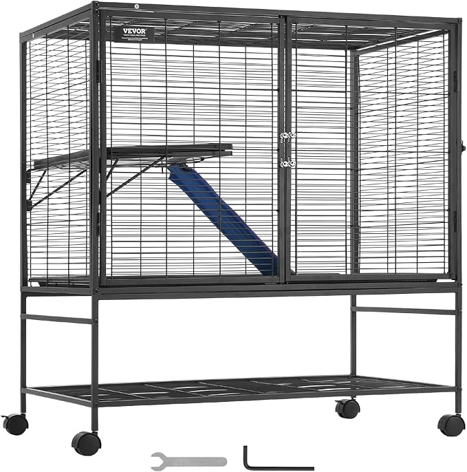 VEVOR 39" Rolling Metal Ferret Cage, Large 2-Tier Critter Nation Cage, Small Animal Cage with Ramps & Tray, Easy to Set up for Pet Mice, Hamster, Guinea Pig, Chinchilla, Squirrel, Hedgehogs, Bunny