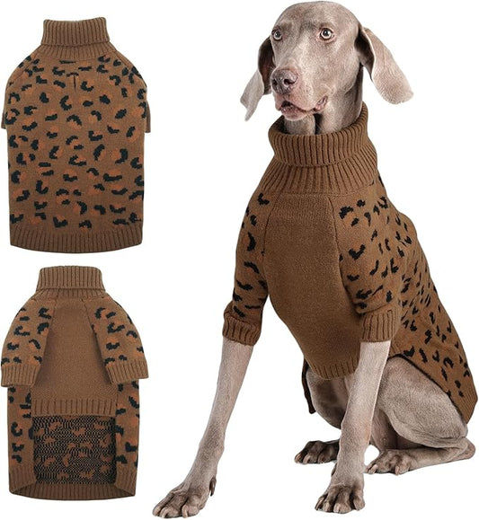 ROZKITCH Cozy Winter Dog Sweater for Large Breeds, Soft Turtleneck Knit Pullover for Poodles Labradors and Boxers Khaki XL