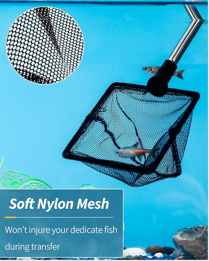 Pawfly Aquarium Fish Net with Extendable 9-24 Inch Long Handle for Betta Fish Tank Small Koi Pond and Pool