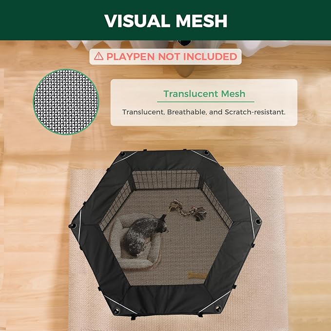 (Not Suitable for Other Brands) FXW Exclusive Mesh Top Cover, Only Fits FXW Rollick/Homeplus 22.8" W x 24" H 6-Panel Playpen (Playpen not Included), Hexagon│Patent Pending