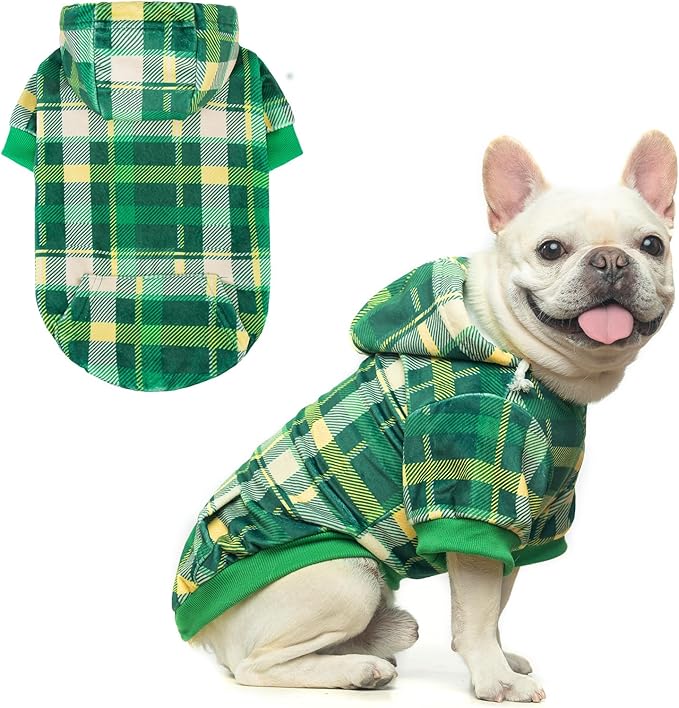 BEAUTYZOO Dog Hoodie Sweaters for Small Medium Large Size Dogs Girls Boys- Premium Quality, Ultra Soft, Superior Comfort Fit, Fleece Lined Hooded Sweatshirt- Cold Weather Pet Clothes Winter Coat,Plaid