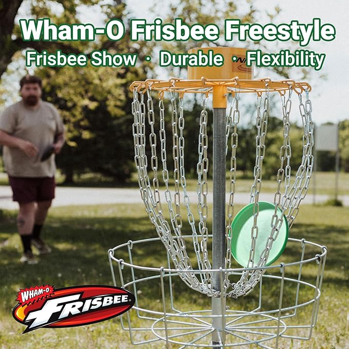 Wham-O Frisbee Freestyle Flying Disc 160g, 10.5 Inch Durable and Flexible Sport Disc for Outdoor Beach Backyard Family Fun