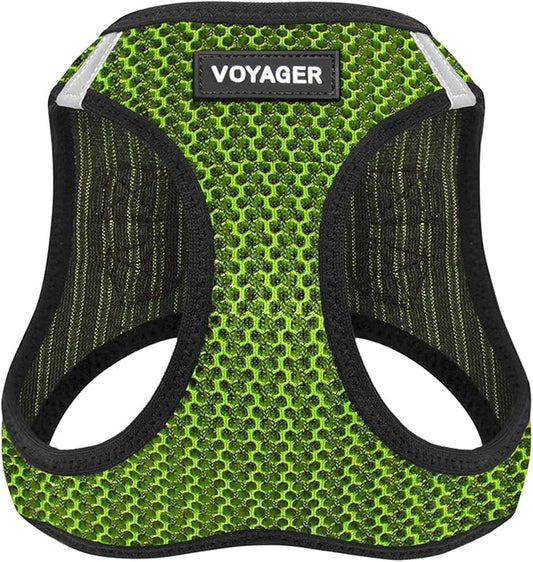 Best Pet Supplies - All Weather Mesh, Reflective, No Pull Harness for Small, Medium Dogs, Cats - Secure with Hook & Loop Fastener, Buckle, Double D-Rings - Lime Green 2-Tone, XL