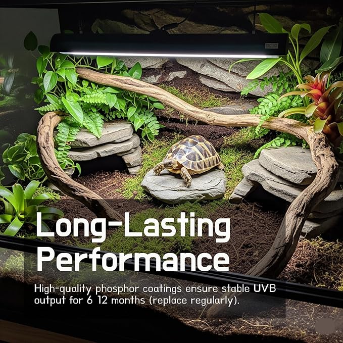 T5 HO UVB Reptile Light Kit – High-Output 24W 10.0 UVB for Reptiles – Liner UVB Light Ideal for Bearded Dragons, Tortoise & Lizard, T5 UVB Light Fixture and Bulb