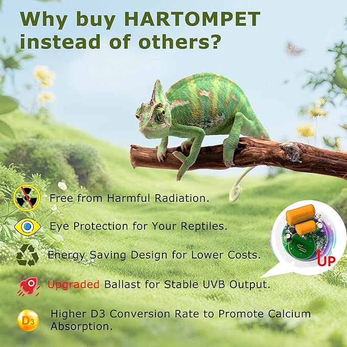 UVB 5.0 Reptile Light 26W, Compact Fluorescent Tropical Terrarium Lamp, Coil UVB Bulbs for Chameleons, Iguanas, Turtles, Rainforest Reptile Tanks, Pet Terrariums, Reptile Habitat Tank