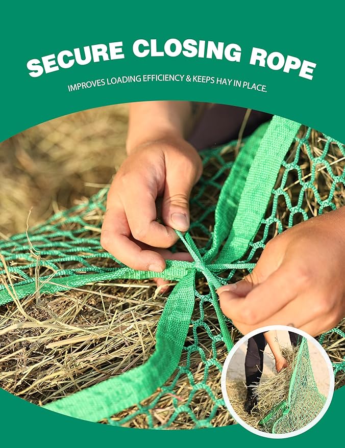 Harrison Howard Square Opening Slow Feed Hay Nets for Horses Large Capacity Horse Feed Bag Reduce Hay Waste Promote Healthy Digestion Green 24 * 35''