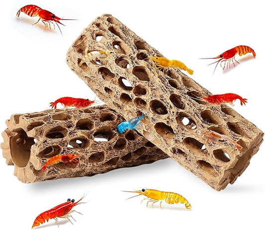5.9“ Resin Cholla Wood Aquarium Décor Wood- Realistic Shrimp Hideout & Climbing Toy (1-Pack / 2-Pack) (2 PCS)