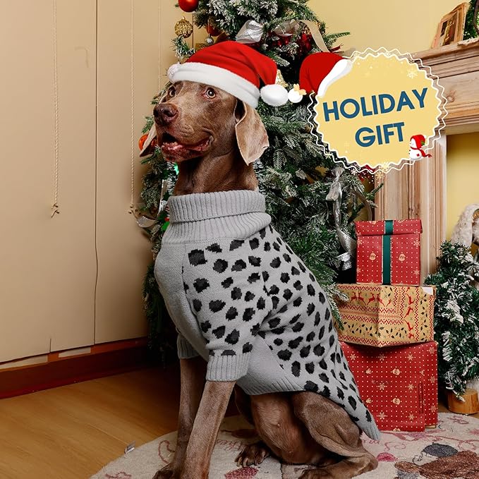 ROZKITCH Large Dog Sweater, Warm Knit Pullover for Cold Weather, Turtleneck Dog Coat for Shepherds Boxers and Mastiffs Grey 4XL