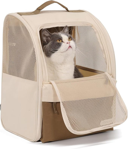 YaKuss Cat Carrier Backpack,Steel Wire Frame More Stable,600D Wear-Resistant Oxford Fabric, Dog Carrier Cat Backpacks Suitable for Travel