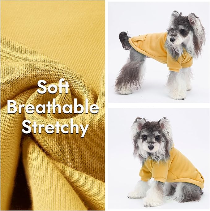 2 Pack Dog Hoodie Warm Hood Dog Sweater Cold Weather Small Dogs Sweatshirt Comfort Pet Clothes for Small Medium Dogs with Pockets Cats Chihuahua Clothes for Male Female Girl Boy Sporty Daily Wear