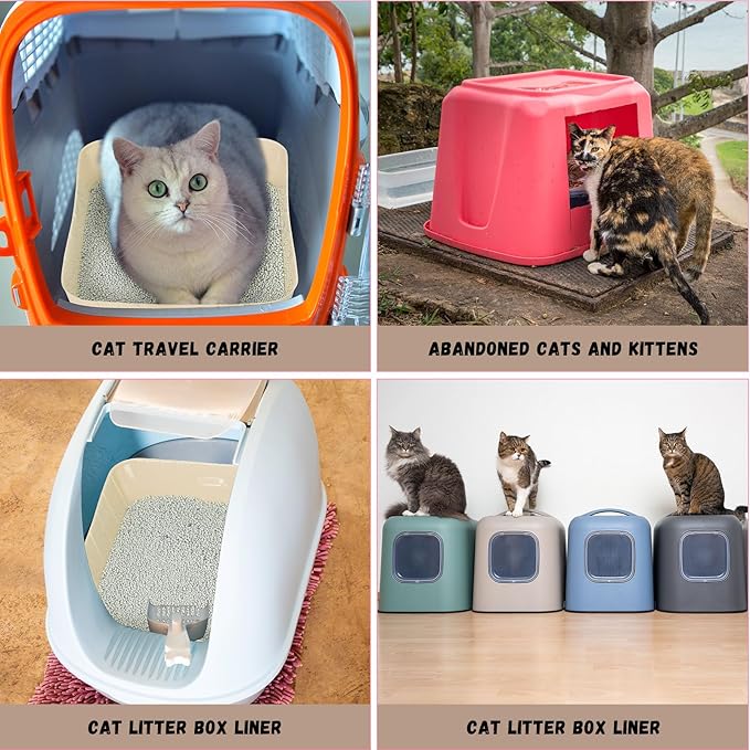 Bokon 25 Pcs Disposable Litter Boxes for Cats Plastic Cat Litter Tray Large Kitten Pan for Kitty Rabbit Guinea Pig Hamster Pets Supplies Travel Home Toilet, 15.7 x 11.8 x 3 Inches(Beige)