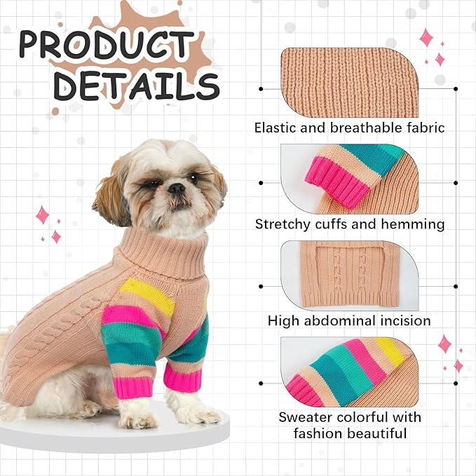 XS Dog Sweater Warm, Dog Sweaters for Small Dogs Girls Boys, Stretchy Puppy Sweater,Turtleneck Extra Small Doggie Sweater Winter,Pullover Pet Knitwear Teacup, Yorkie, Chihuahua XS