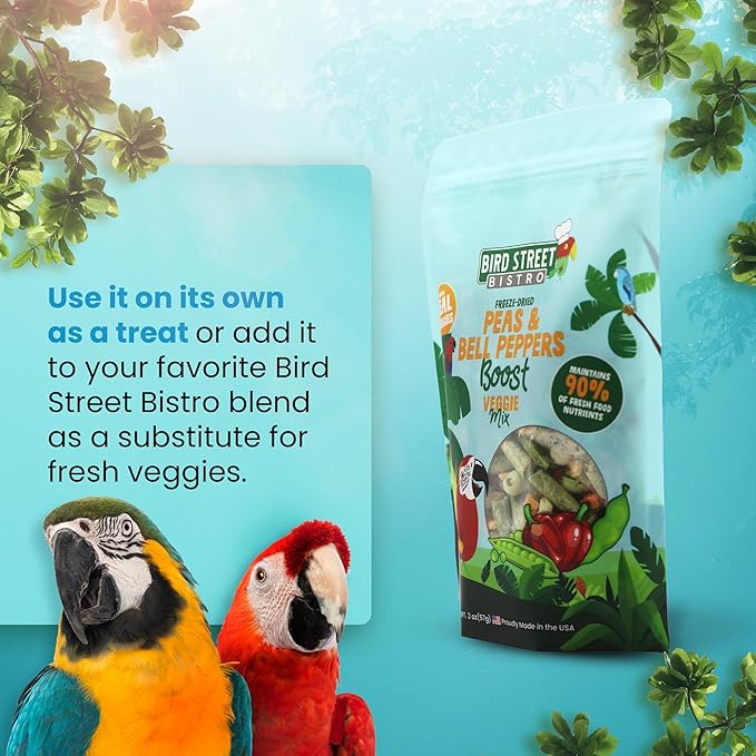 Bird Treats - Parrot & Cockatiel Treats - Parakeet & Conure Food - Sun Conure & Cockatiel Bird Food - Peas & Bell Peppers