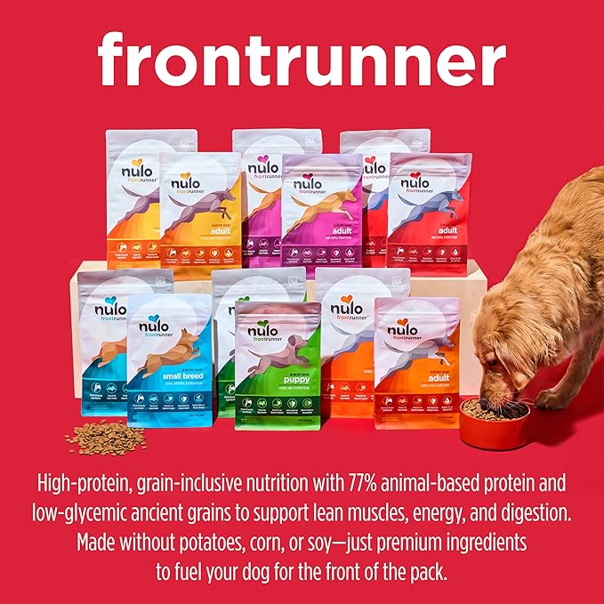Nulo Frontrunner Ancient Grains High-Protein Dog Food, Chicken, Oats, & Turkey Recipe- Natural Dry Dog Food with Probiotics, Grain-Inclusive Kibble for Adult Dogs, 5 lb Bag