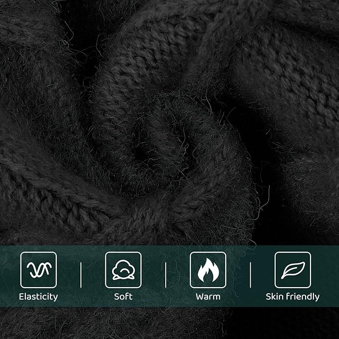 Queenmore Small Dog Pullover Sweater, Cold Weather Cable Knitwear, Classic Turtleneck Thick Warm Clothes for Chihuahua, Bulldog, Dachshund, Pug (Black, Small)