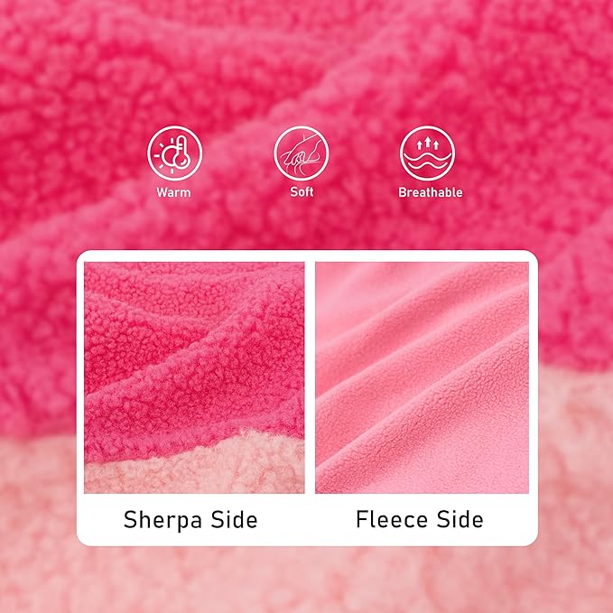 cyeollo Warm Dog Coat Sherpa Dog Winter Coat, Reversible Fleece Dogs Jackets Sweater Vest for Small Medium Dogs Male with Leash Hole, Soft Cold Weather Pet Clothes, Rose Red XL