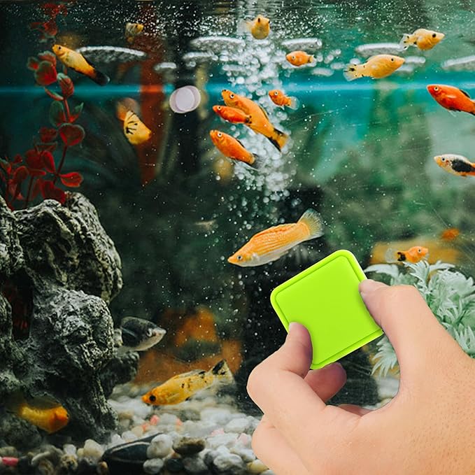 Magnetic Aquarium Fish Tank Glass Algae Scrapers Glass Cleaner Scrubber Clean [Compact, Scratch-Free, Non-Slip, Emhanced Magnet]