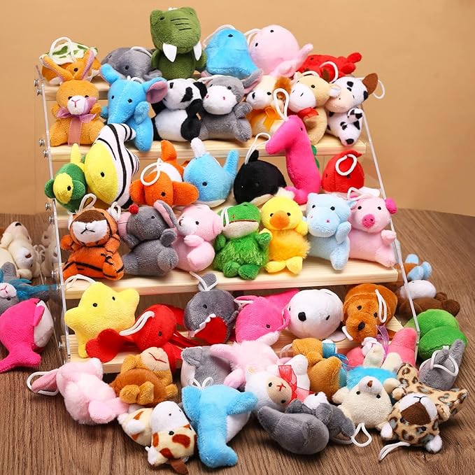 56 Pack Mini Plush Animals Toys Bulk, Small Stuffed Ocean Animal Toy Set, Keychain Decoration for Claw Machine, Birthday Party Favor, Goodie Bag Fillers, Valentines Classroom Prize Box, School Reward