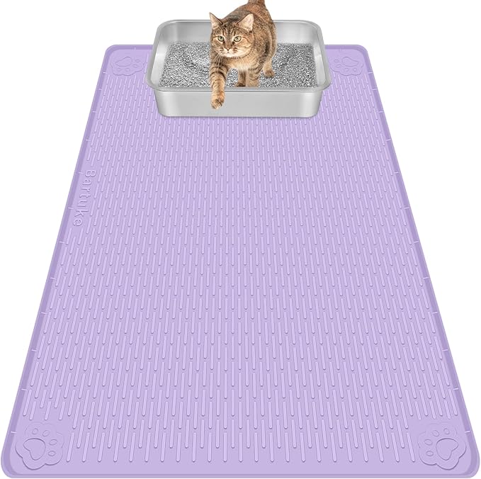 Cat Litter Mat, Extra Large 40" x 28" Silicone Mat Litter Trapping Mat for Scatter Control, Soft on Kitty Paws, Easy to Clean (Purple)