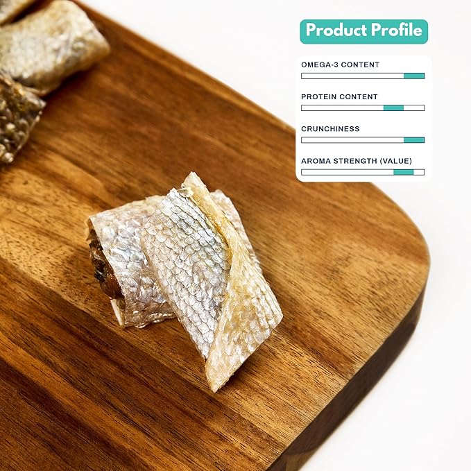 ALFIE'S TREATOS Salmon Skin Treats for Dogs & Cats (2.65 oz), Air-Dried Fish Skin Dog Treats, Omega-3 Food Topper & Training, Single Ingredient, Freeze-Dried Alternative