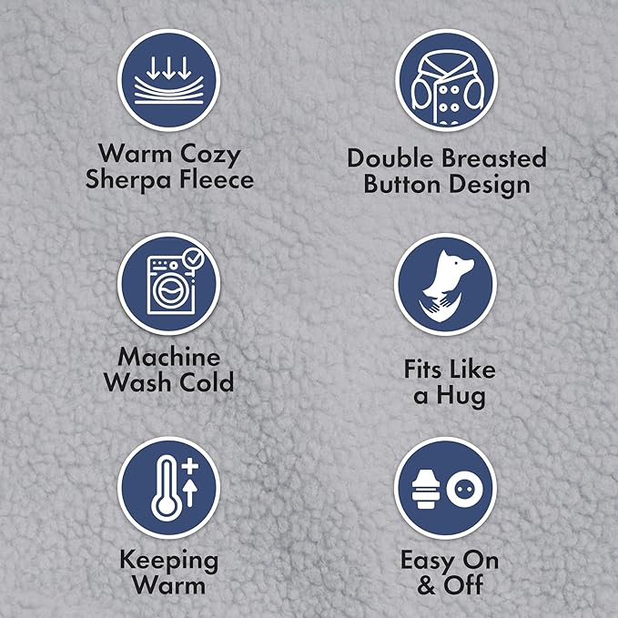 Spark Paws Teddy Dog Sweater, Sherpa Jacket Vest with Warm Fleece Lining, Winter Coat Suitable for Small Medium Large XL XXL Breeds - Grey - XL