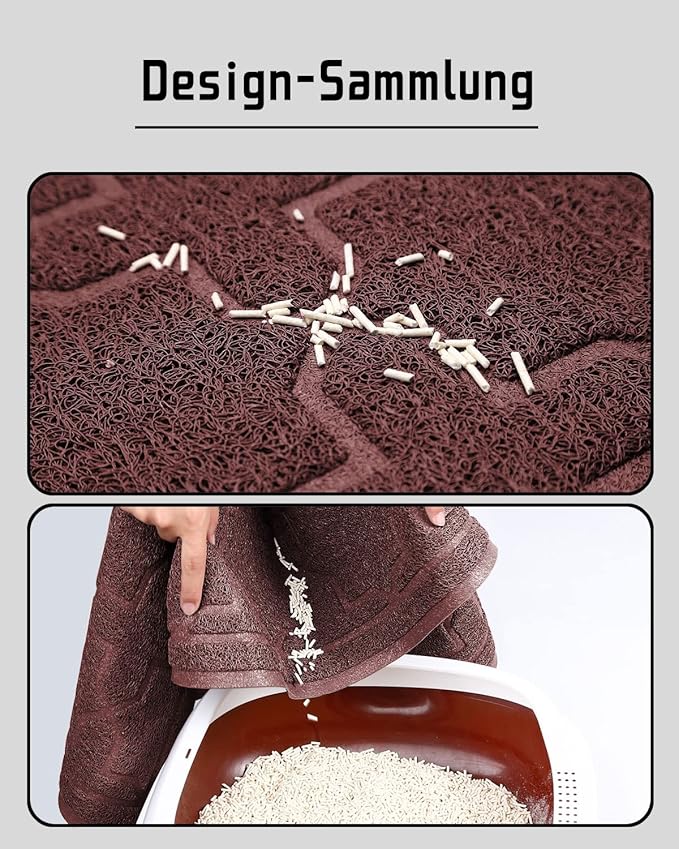 Yimobra Cat Litter Mat, 47"x36" Litter Box Mat with Litter Lock Mesh, Soft Cat Litter Mat Litter Trapping Mat, Easy to Clean, Non-Slip, Water Resistant, Litter Free Floors, Dark Coffee