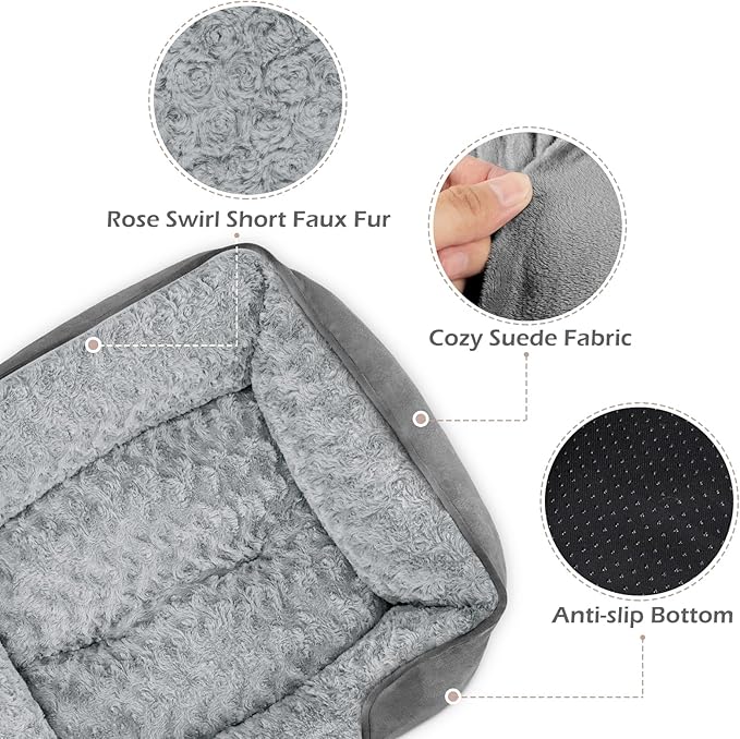 INVENHO XX-Large Dog Bed Rectangle Washable Orthopedic Soft Calming Sleeping Durable Pet Cuddler with Anti-Slip Bottom