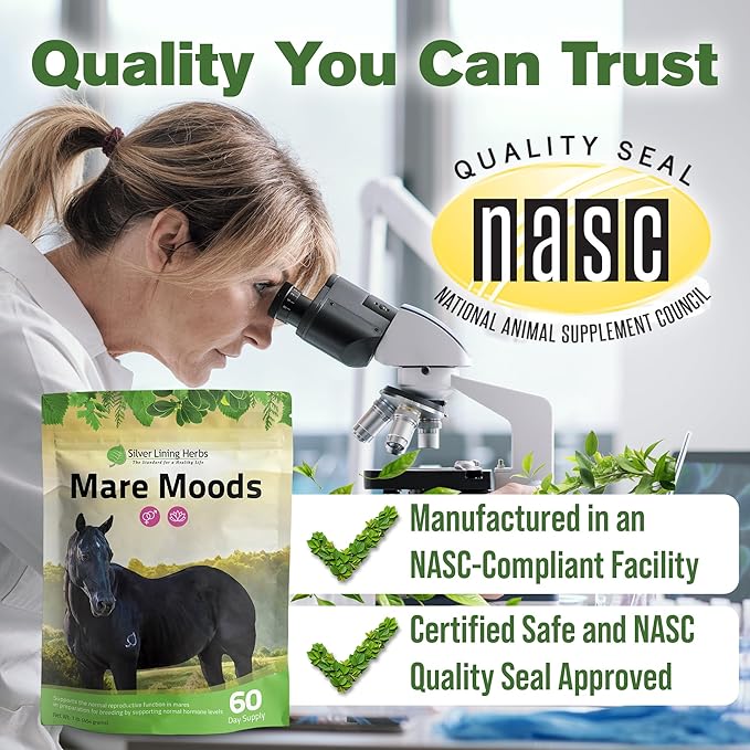 Silver Lining Herbs Mare Moods Horse Calming Supplement - Natural Hormone Balance & Calm for Horses - Herbal Horse Supplements for Mood & Reproductive Support - 1 lb 60-Day