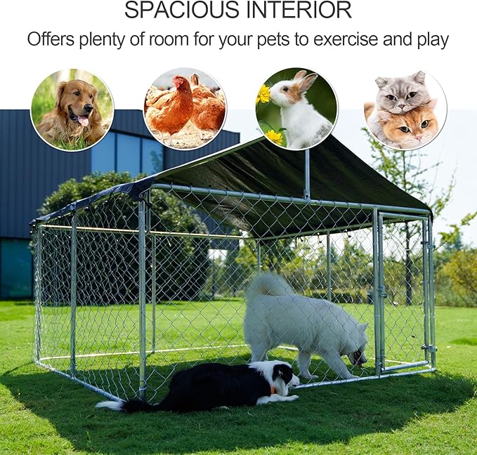 Outdoor Dog Playpen Heavy Duty Dog Kennel House Mesh Dog Big Cage Pet Kennel Steel Fence with Secure Lock