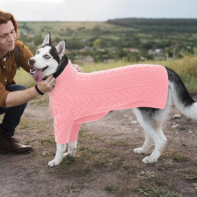 ASENKU XL Dog Sweater, Dog Sweaters for Extra Large Dogs,Pet Sweatshirt Apparel Turtleneck Pullover Winter Pitbull, Labrador Retriever(Pink, X-Large)