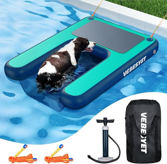 Inflatable Dog Water Ramp, Dog Floats Ramp Ladder for Pools, Boats, Docks, Sea and Lake, Non-Slip EVA Dog Pool Ramp Platform for Dogs Up to 220LBS