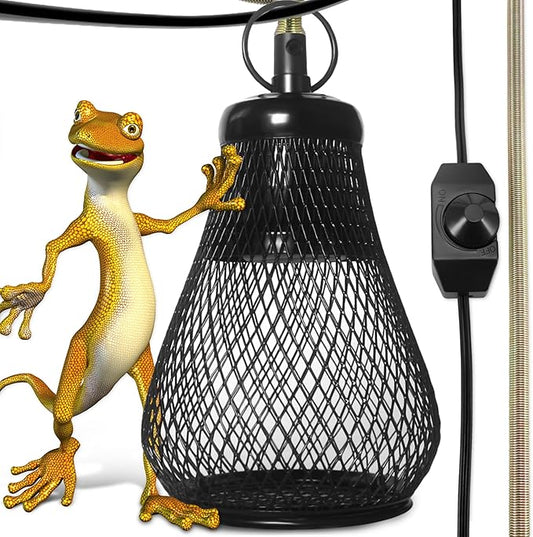 Reptile Anti-Scald Lampshade, Reptile Heat Lamp Mesh Cage Lampshade Cover Pipe with Cable Protection for Reptile Turtles Chicks Lizard Snake