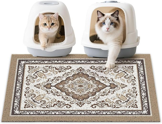 Unicorn Catcher Cat Litter Mat 33" x 22" Non-Slip Litter Box Mat Washable Litter Catcher Mat for Litter Box Indoor Food Mat Supplies Essentials, Brown
