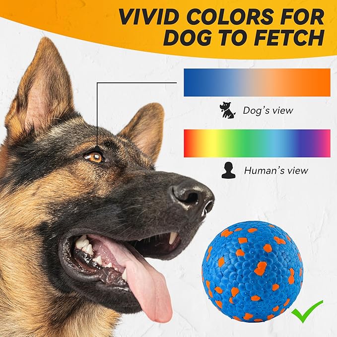 4Pcs Dog Balls, Tennis Balls for Dog Aggressive Chewers, for Large Medium Small Puppy, Training Catch&Fetch, Water Floats Toys, Blue